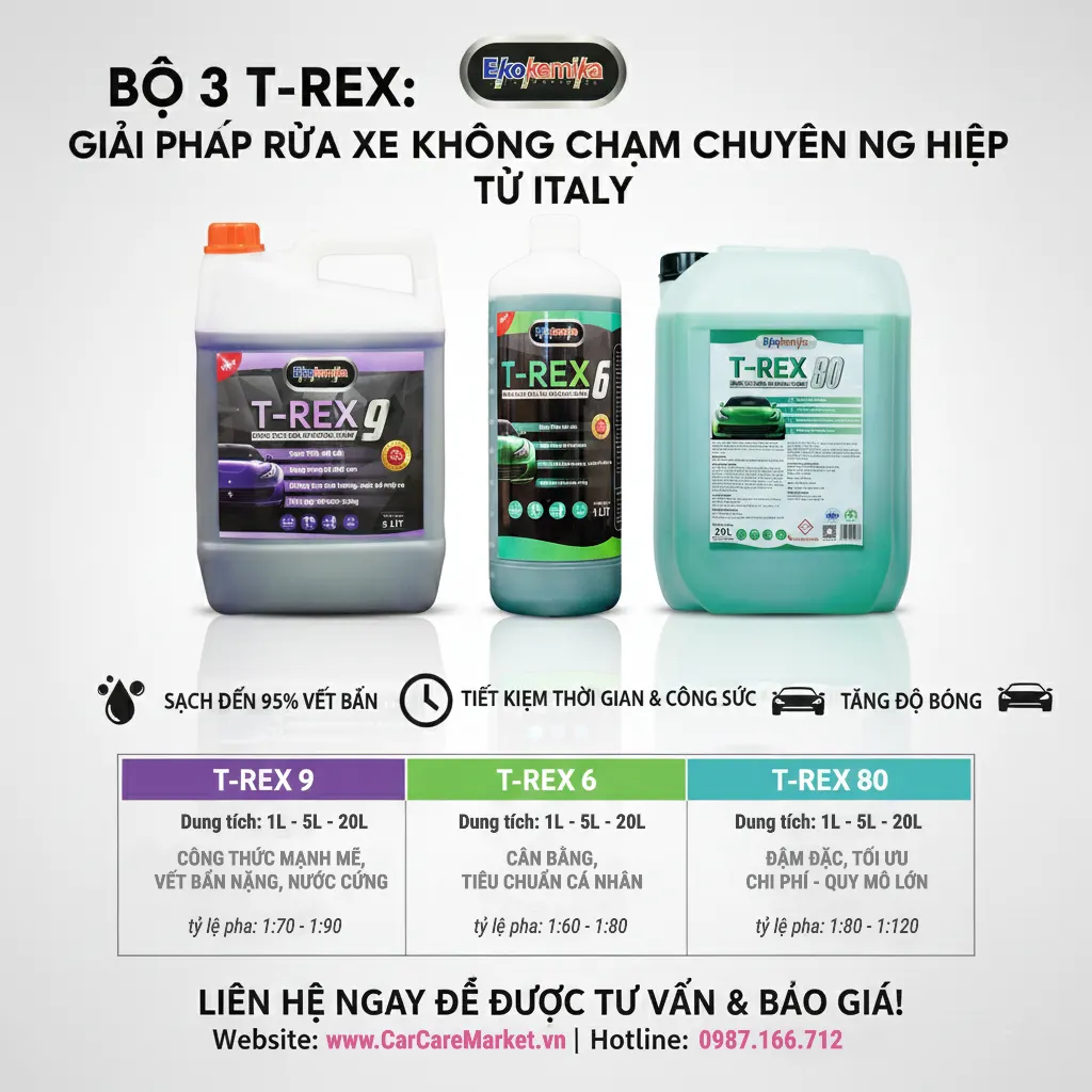 giới thiệu dung dịch rửa xe không chạm T-Rex của thương hiệu Ekokemika