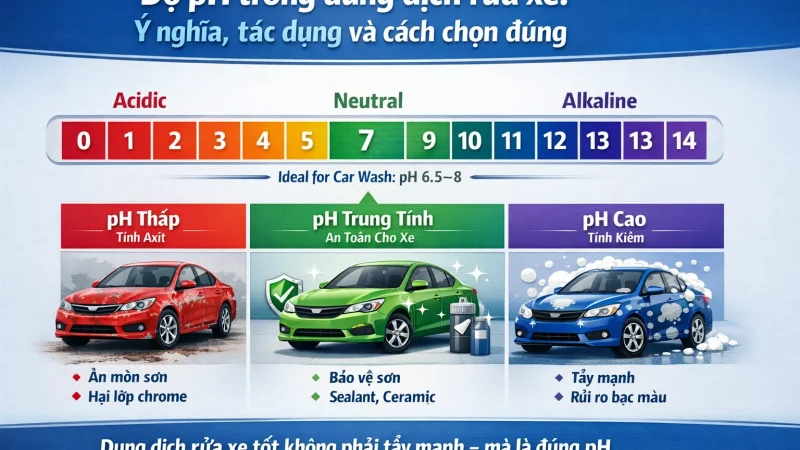 Độ pH trong dung dịch rửa xe: Ý nghĩa, tác dụng và cách chọn đúng